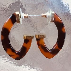 Modern Tortoise Drop Pierced Earrings